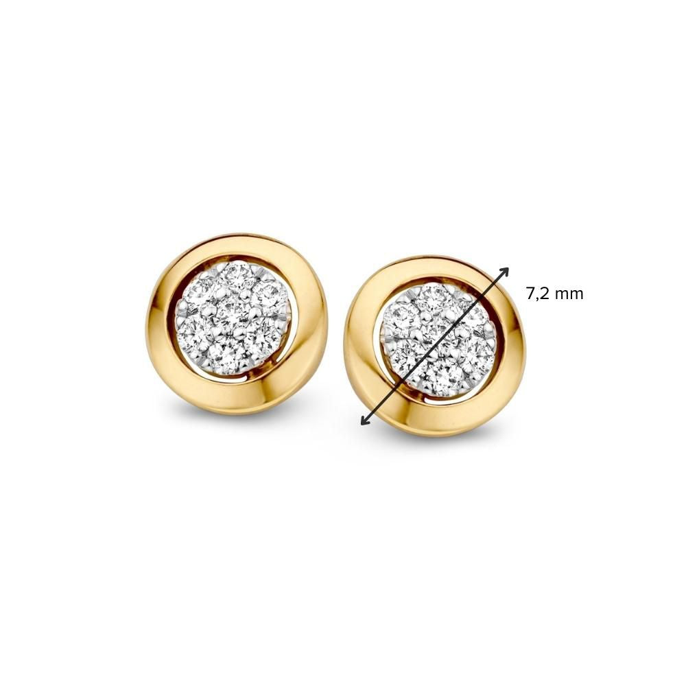 Orecchini a Lobo in Oro Bicolore 14 Carati con Diamante - 0,14 crt Brillante