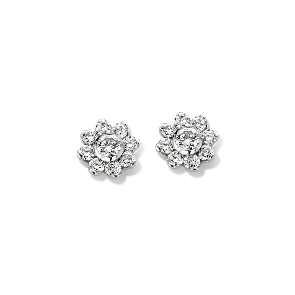 14 Karaat Bicolor Gouden Oorstekers met Briljant - 0,26 crt Diamant