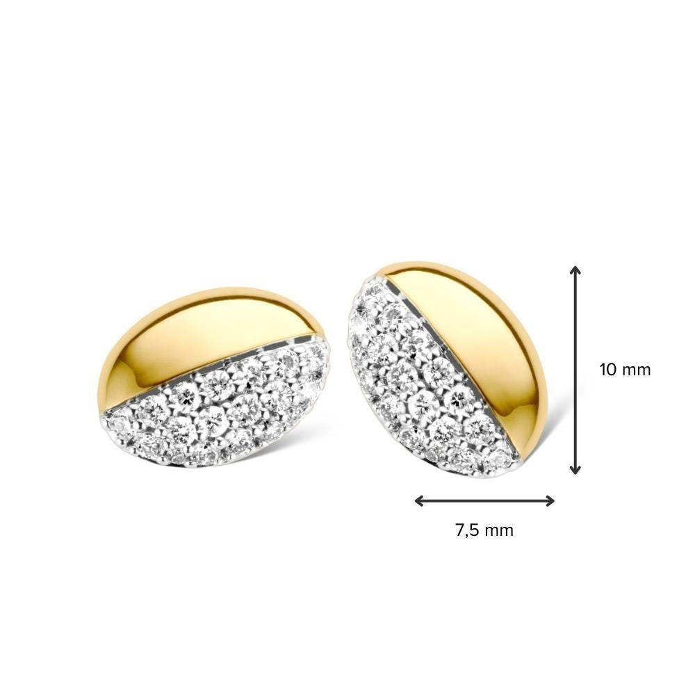 Orecchini a Bottone in Oro Bicolore con Diamanti Brillanti da 0,30ct