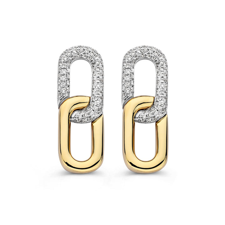Bicolor Gouden Oorknoppen met 0,30ct Briljante Diamanten