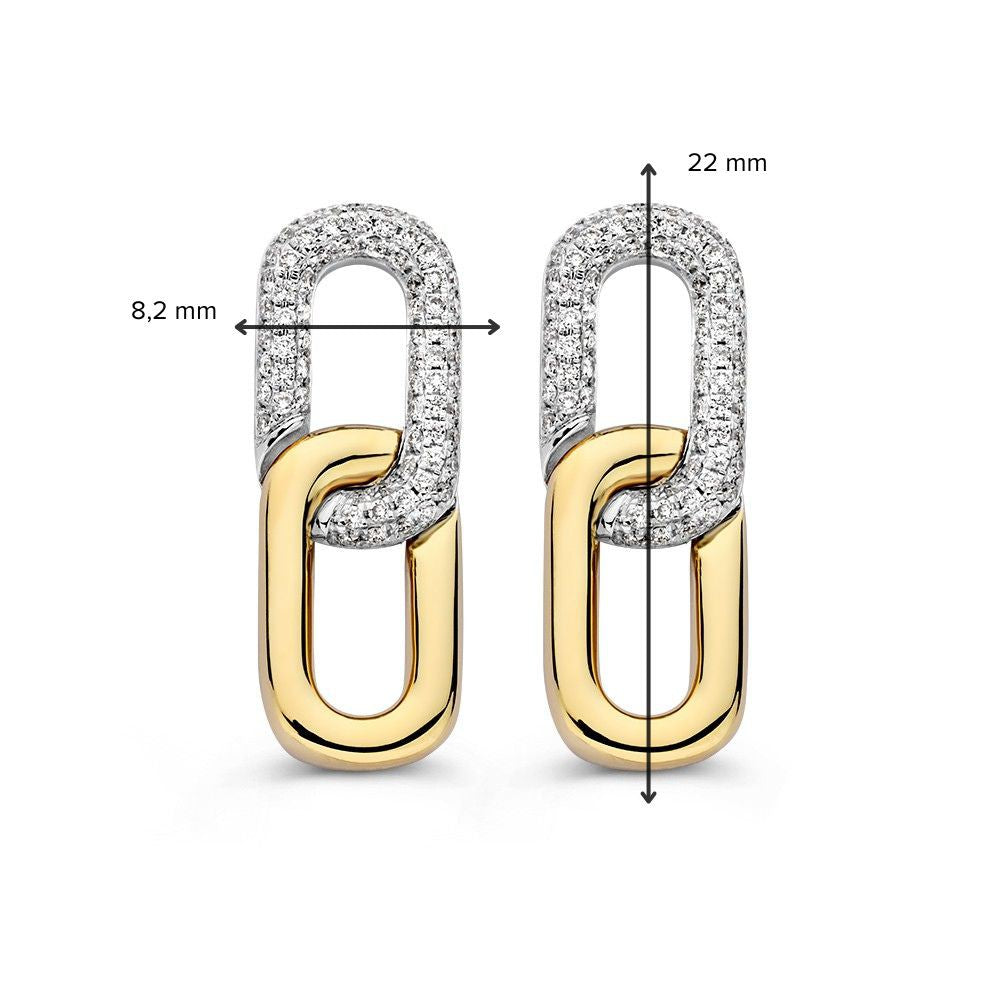 Orecchini a Bottone in Oro Bicolore con Diamanti Brillanti 0,30ct