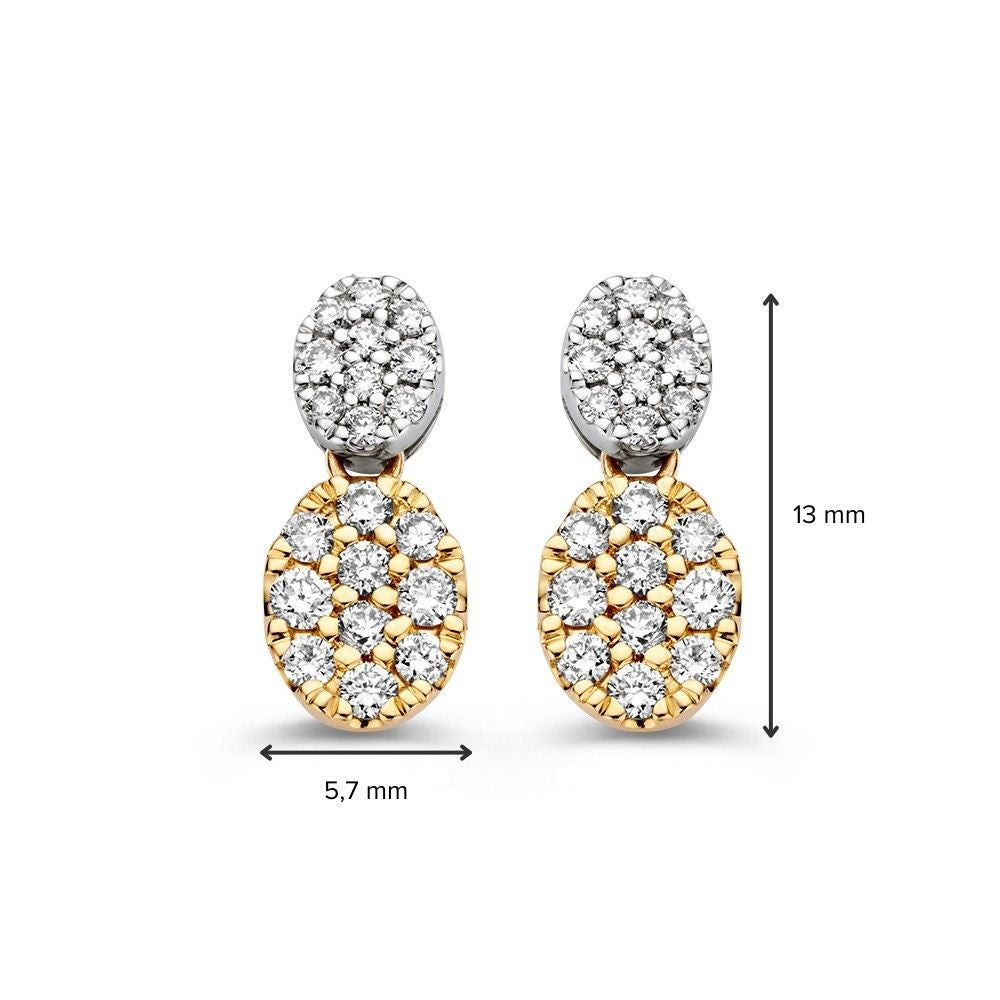 Elegante orecchini pendenti con diamanti – design ovale pavé da 0.45ct in oro 14k