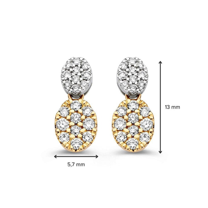 Elegant Diamond Drop Earrings – 0.45ct Pave-Set Oval Design in 14k Gold