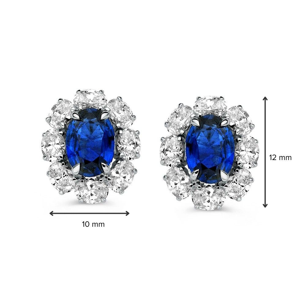 Orecchini a bottone bicolore zaffiro+brillante