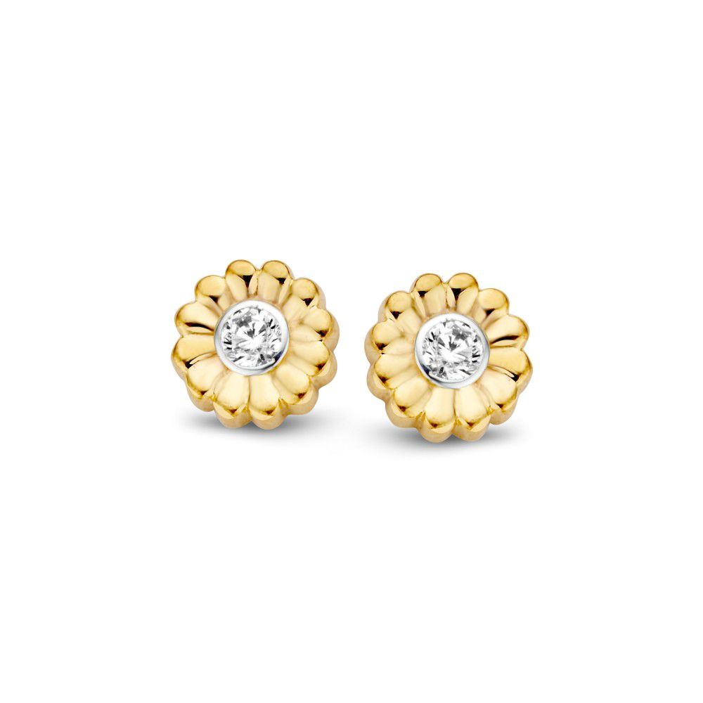 Geelgouden Oorstekers met Zirkonia 6 mm - 14 Karaat