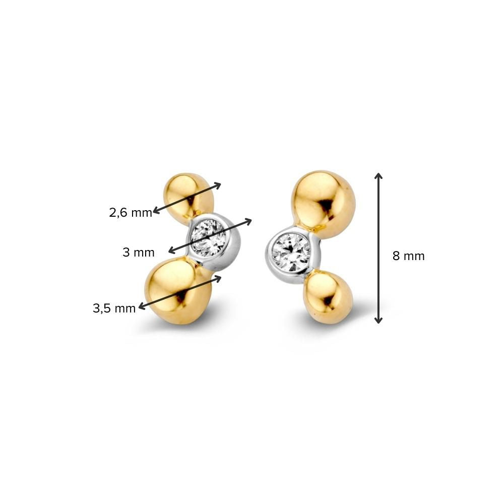 Orecchini a Lobo Bicolore in Oro Giallo/Bianco con Zircone Bianco 4,5 mm