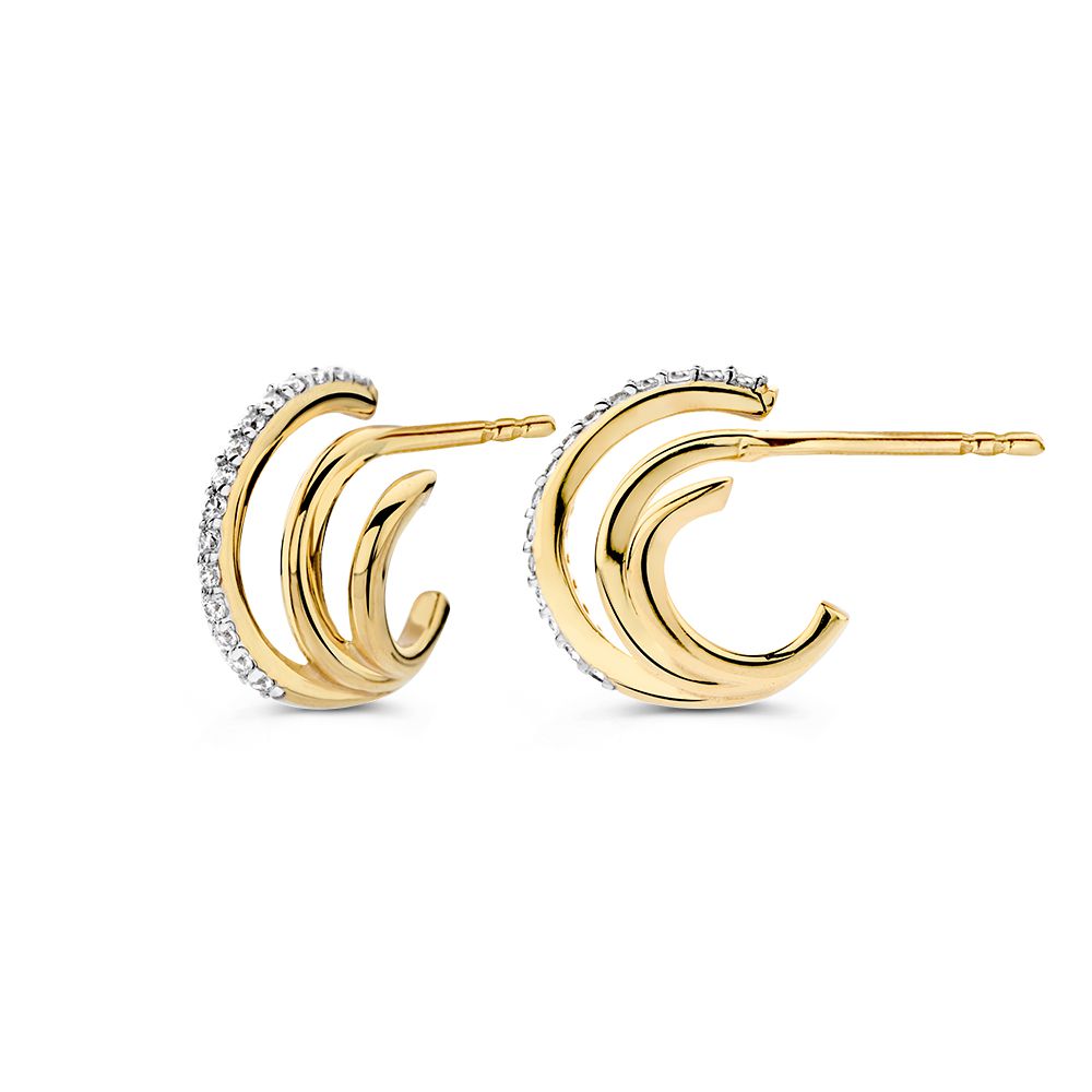 Orecchini a Perno in Oro Giallo con Zirconi - 14K, 8mm