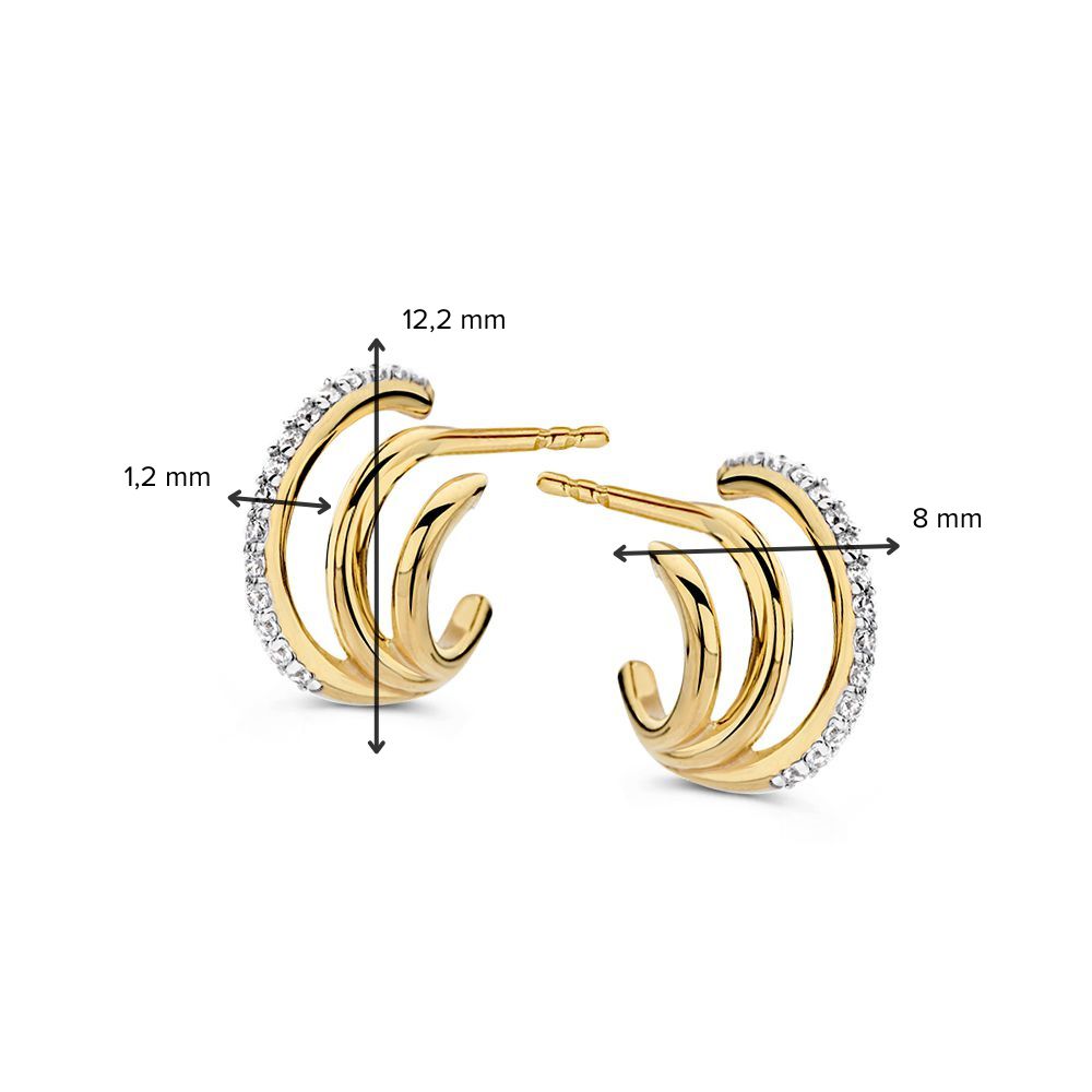 Orecchini a Perno in Oro Giallo con Zirconi - 14K, 8mm