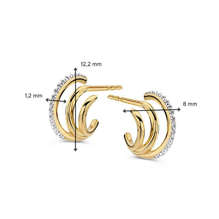 Geelgouden Oorstekers met Zirkonia's - 14K, 8mm