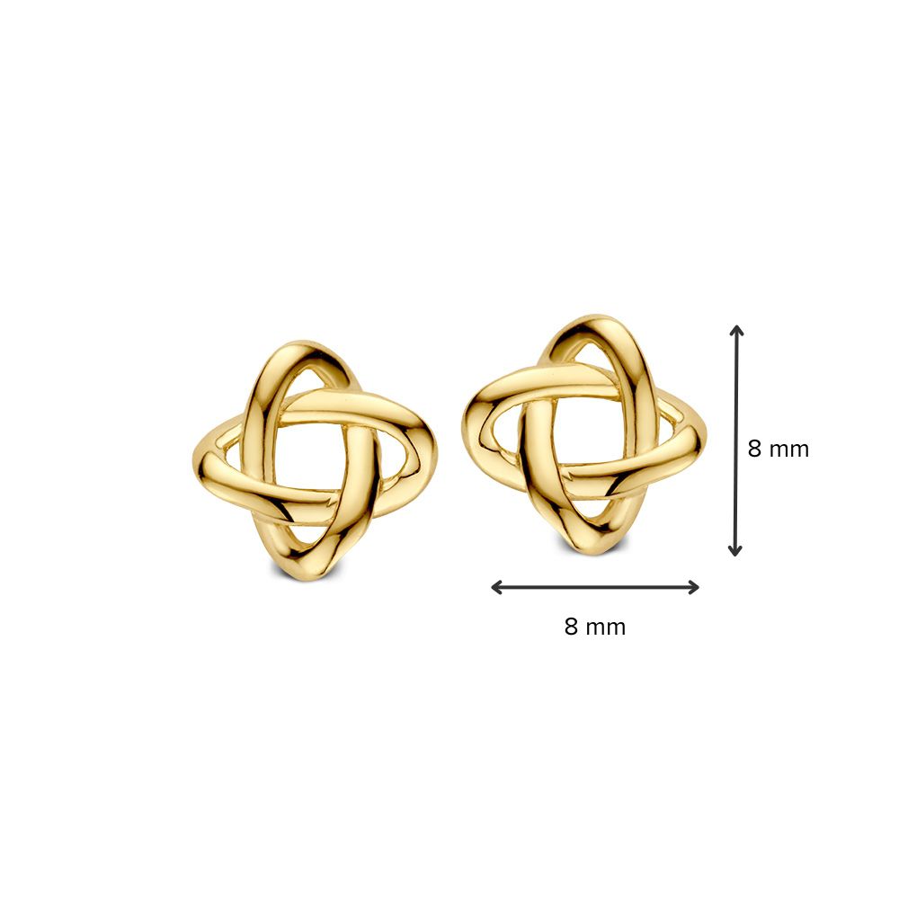 Orecchini a Bottone in Oro Giallo 14K, Modello Intrecciato