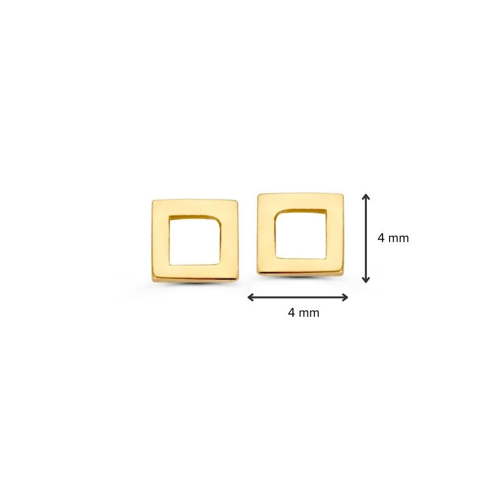 Orecchini a Perno in Oro Giallo Design Quadrato - Eleganti e Senza Tempo - Van der Kooij