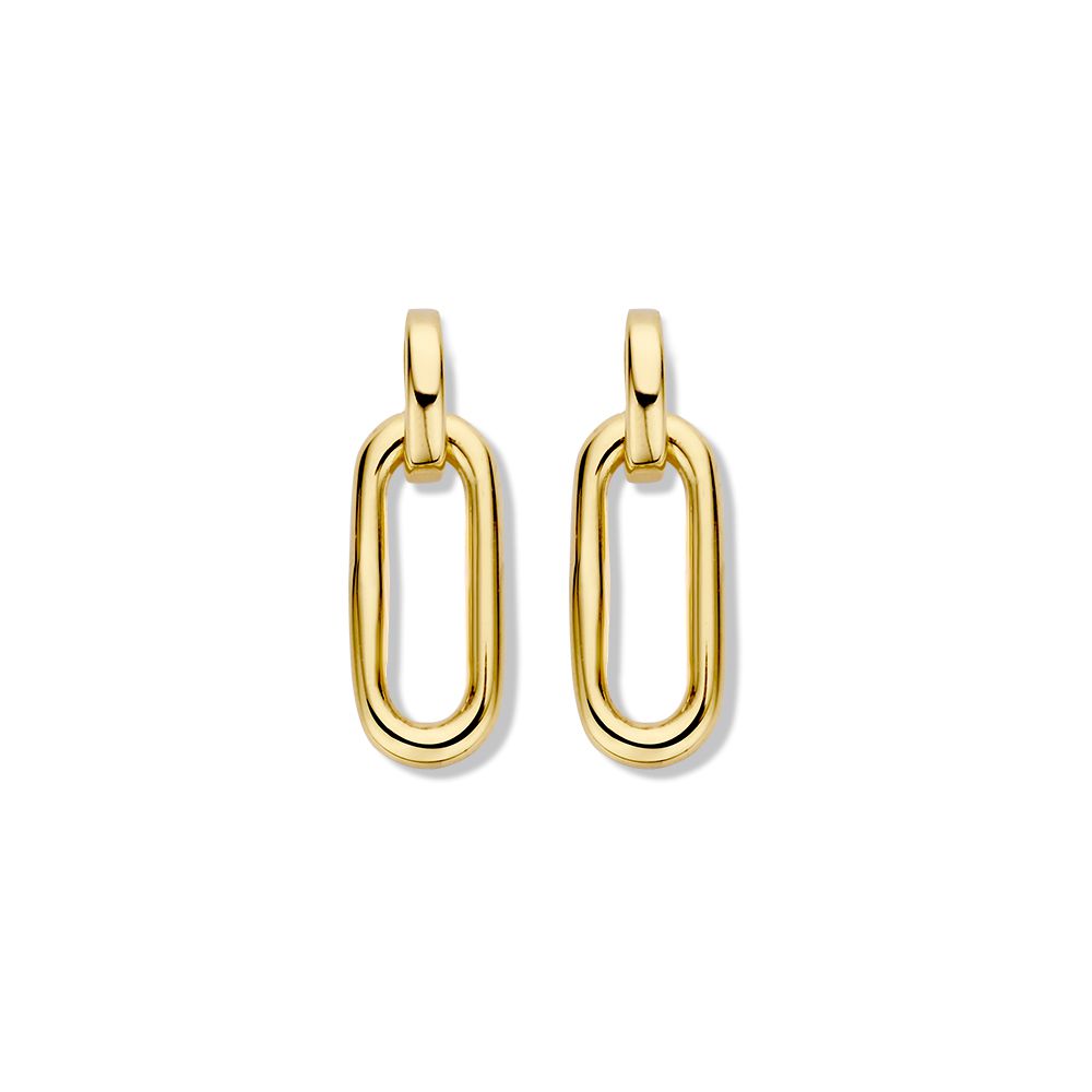 Orecchini in oro giallo 14K con forma a clip di carta.