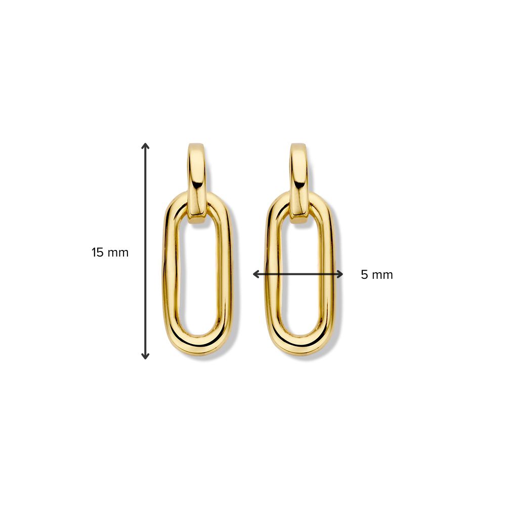 Orecchini a Perno in Oro Giallo 14K con Maglia a Graffetta
