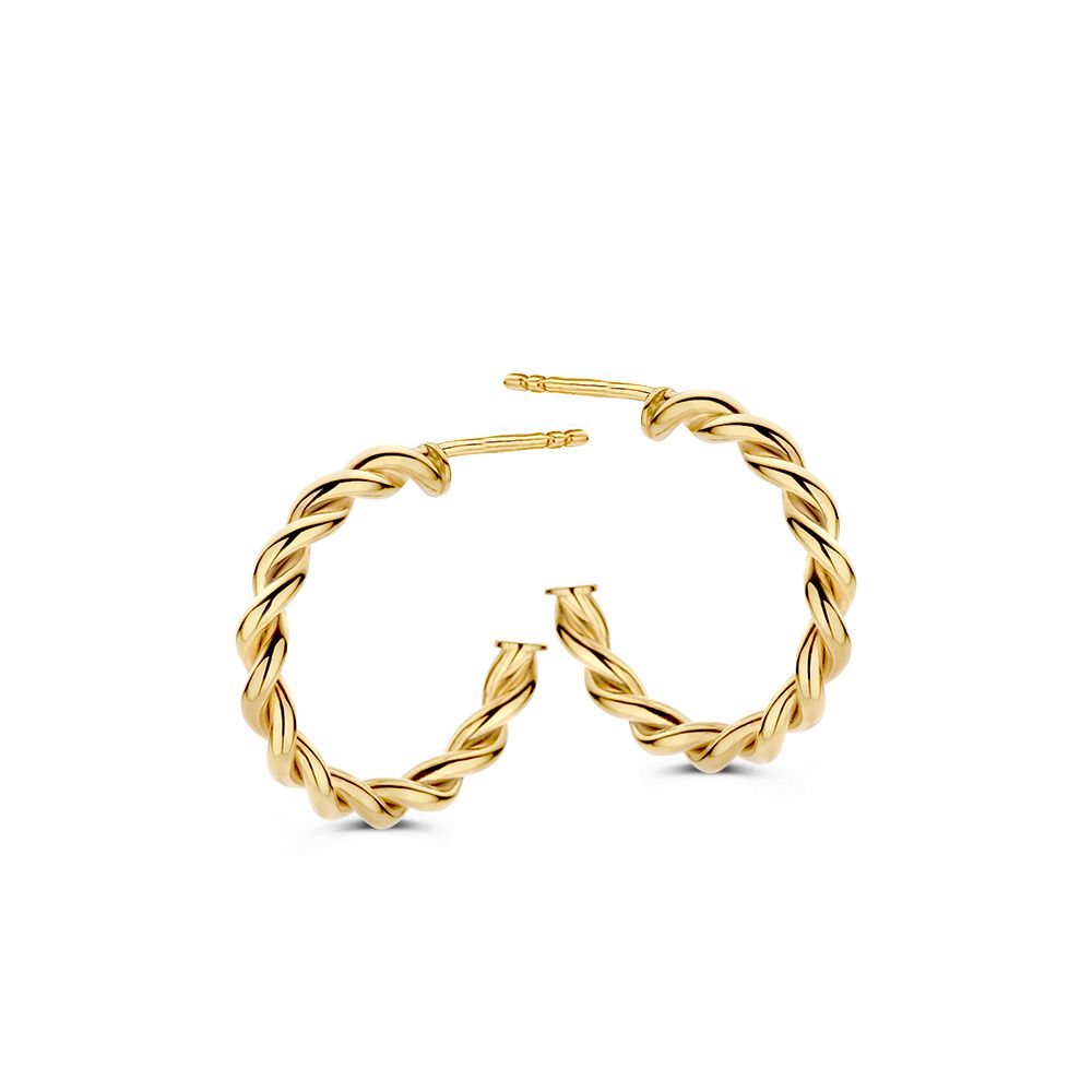 Orecchini alla creola in oro giallo 14 carati con design a spirale.