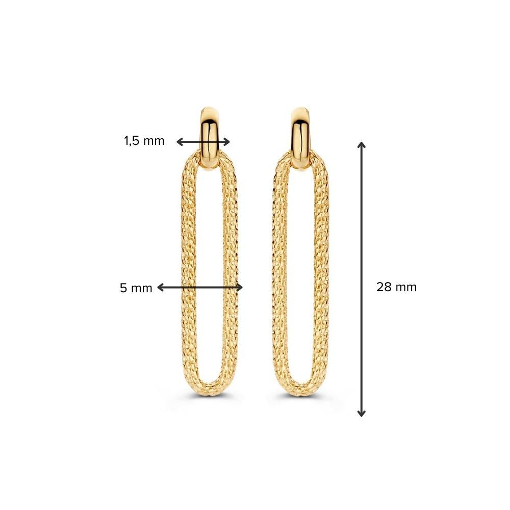 Orecchini pendenti in oro giallo con maglia paperclip lavorata in oro 14 carati