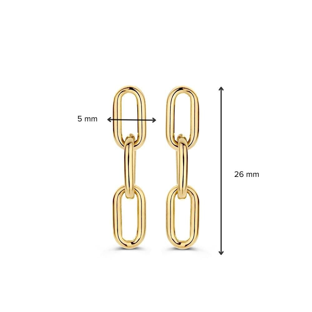 Orecchini a Perno in Oro Giallo con Maglia Paperclip in Oro 14 Carati