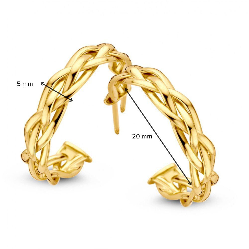 Orecchini a Perno in Oro Giallo 14K 20mm - Eleganza Semplice
