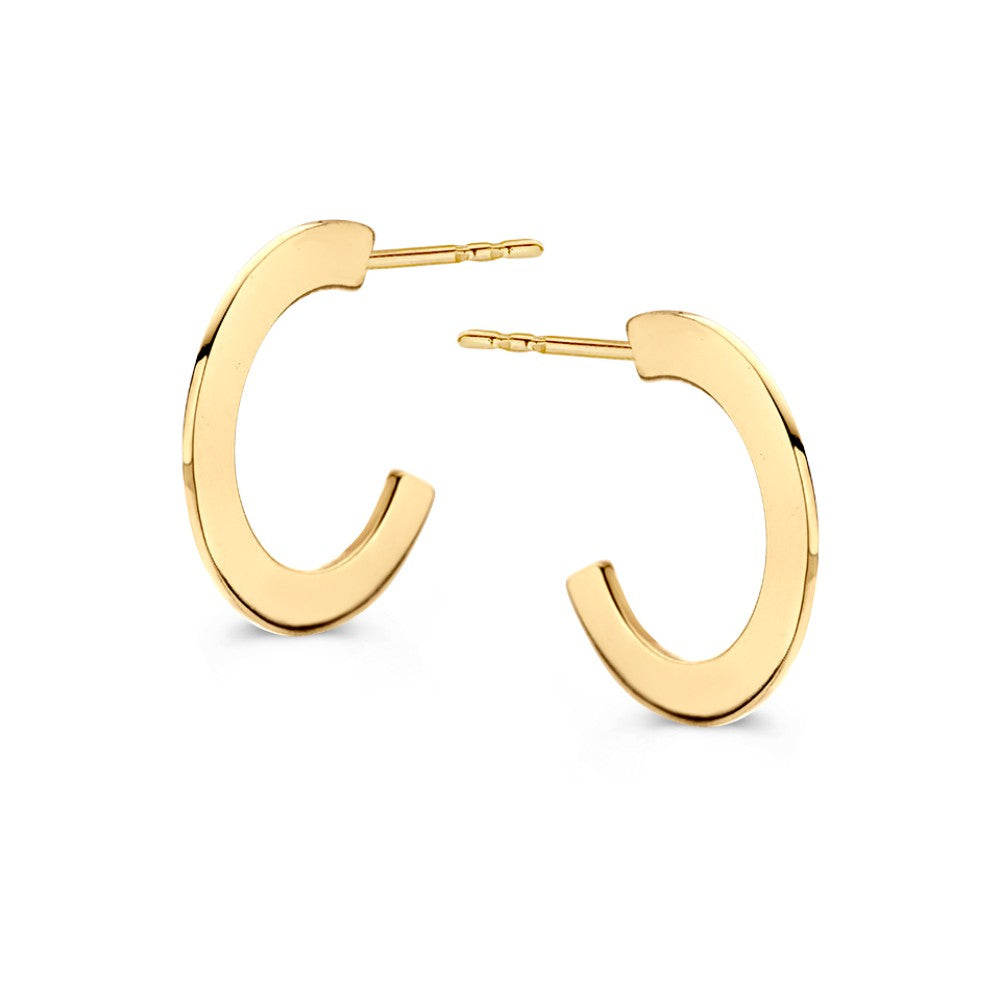 Orecchini alla creola in oro giallo 14 carati con design piatto e stecche.
