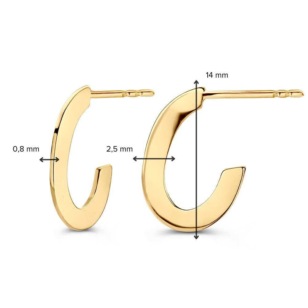 Orecchini a Cerchio Ovali in Oro Giallo con Design Sottile e Piatto in Oro 14 Carati