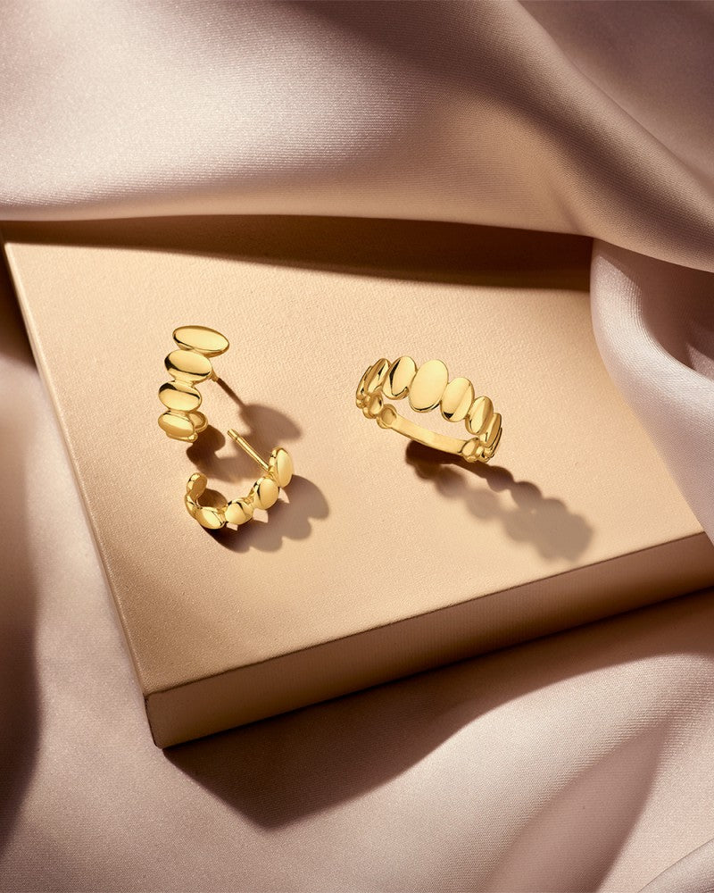 Orecchini a Perno in Oro Giallo con Design a Sferette – Lusso 14 Carati per Donna