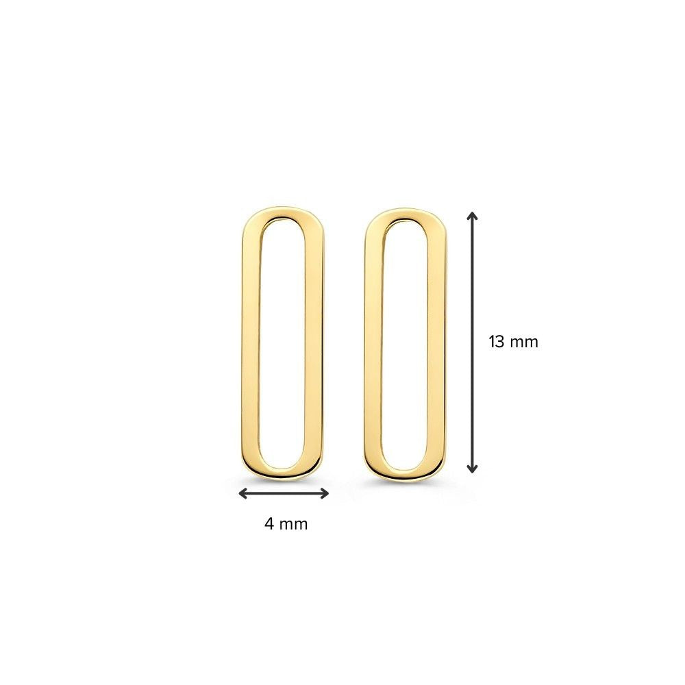 Orecchini a Perno in Oro Giallo con Forma Ovale in Oro 14 Carati