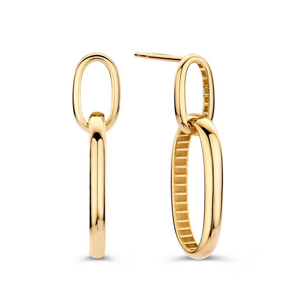 Orecchini a perno lunghi in oro giallo con maglie ovali – Eleganza sottile