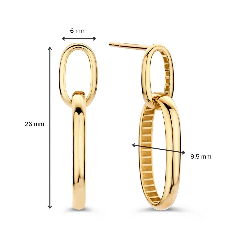 Orecchini a perno lunghi in oro giallo con maglie ovali – Eleganza sottile