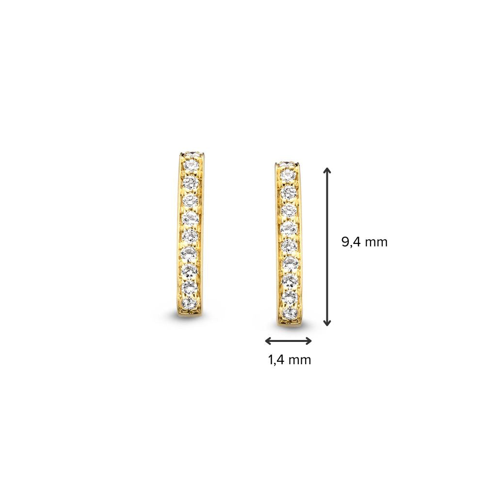 Orecchini a Perno in Oro Giallo a Bastoncino con Diamante in Oro 14 Carati