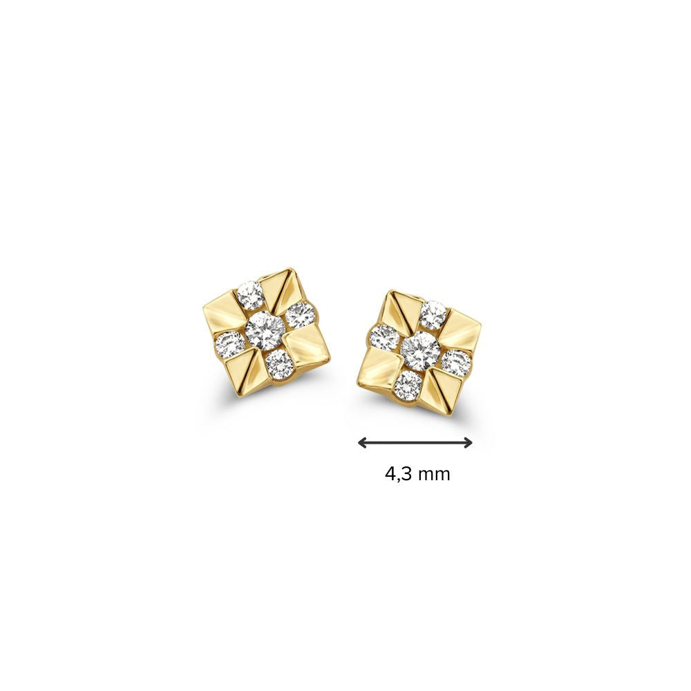 Orecchini a Perno in Oro Giallo con Diamante in Oro 14 Carati – Lusso Senza Tempo