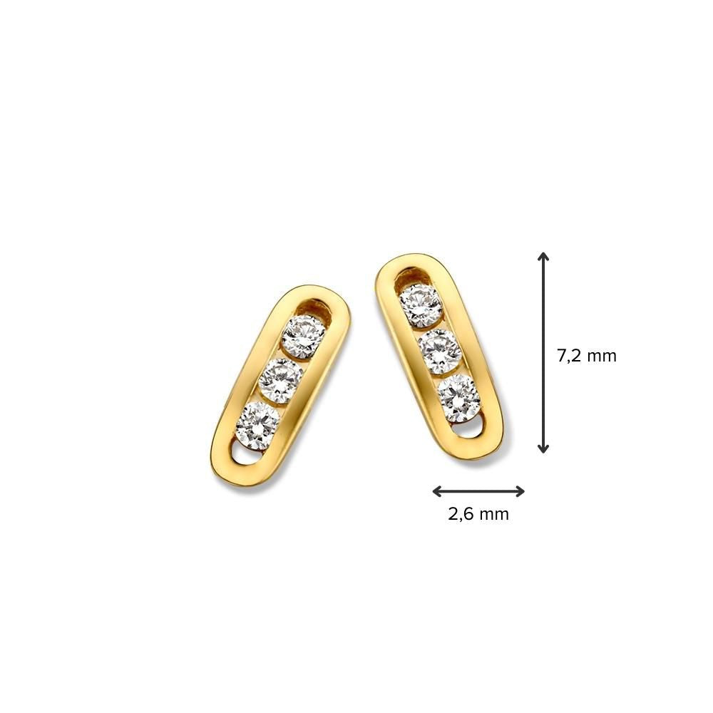 Orecchini a Perno in Oro Giallo con Diamante in Oro 14 Carati