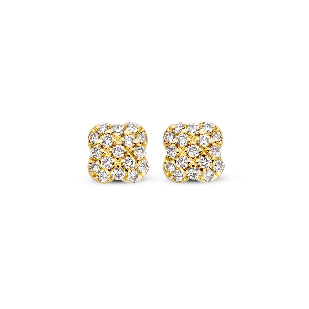 Orecchini in oro giallo a forma di fiore con diamanti da 0,11 crt.