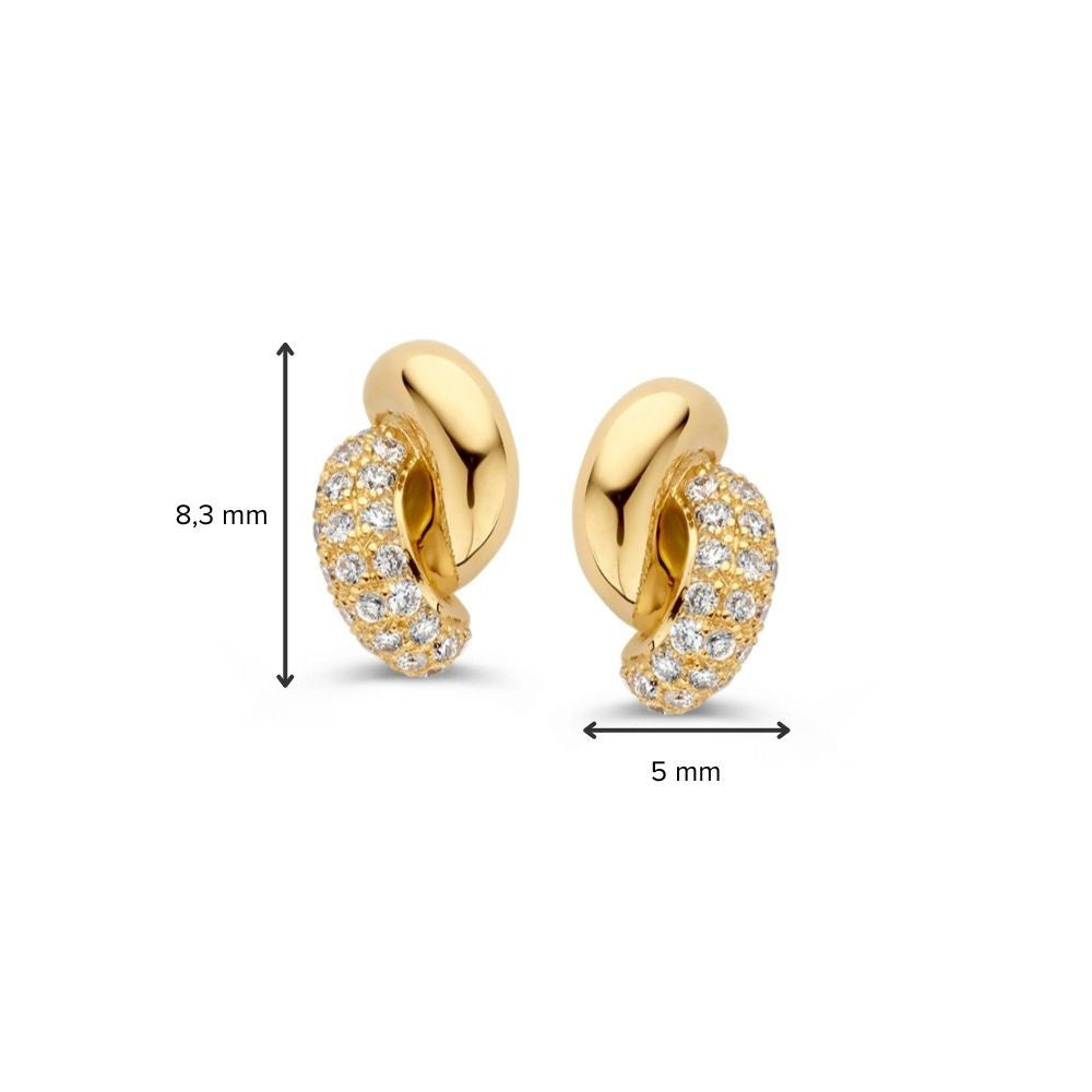Eleganti Orecchini in Oro Giallo a Forma di Nodo con Diamanti, 0.15 crt – Gioielli Senza Tempo per Donna