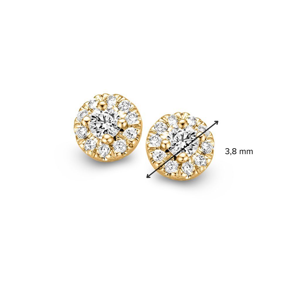 Orecchini a Perno in Oro Giallo con Montatura Entourage e Diamante da 0,17 crt