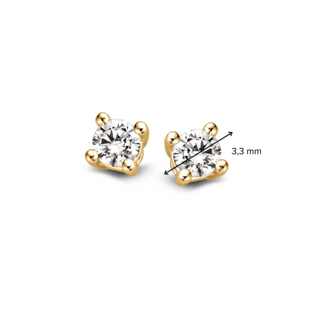 Orecchini a Bottone Solitario in Oro Giallo con 2 Diamanti da 0,16 ct.