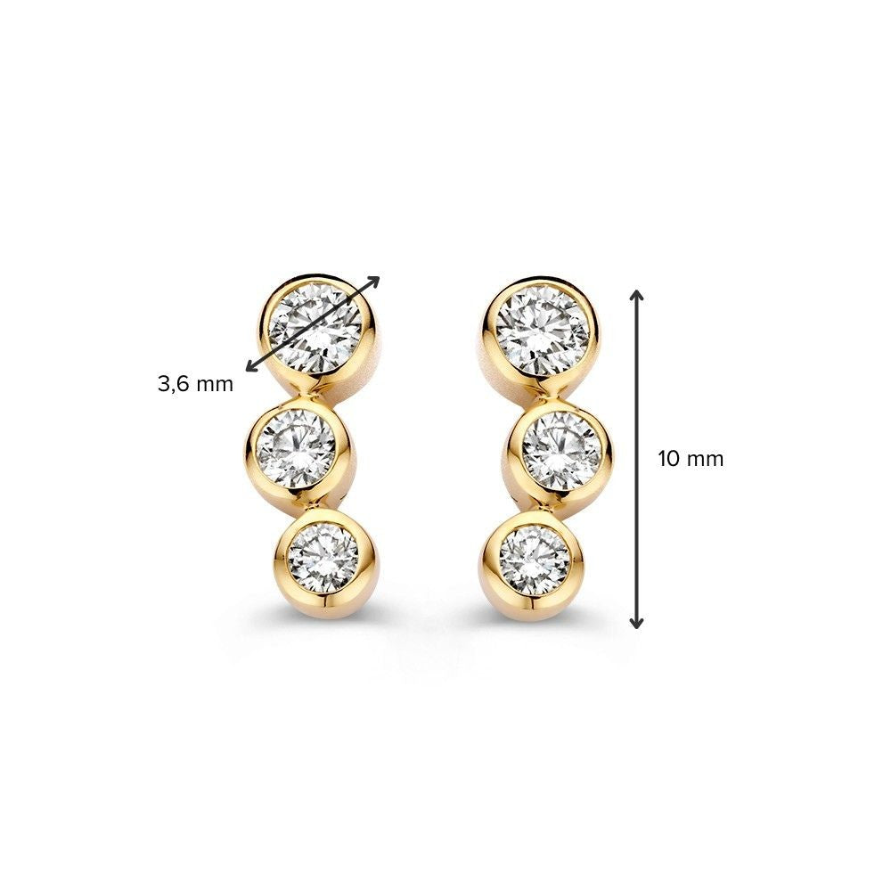 Raffinati Orecchini in Oro Giallo 14k 'Bubbles' con Diamanti Taglio Brillante da 0.34ct