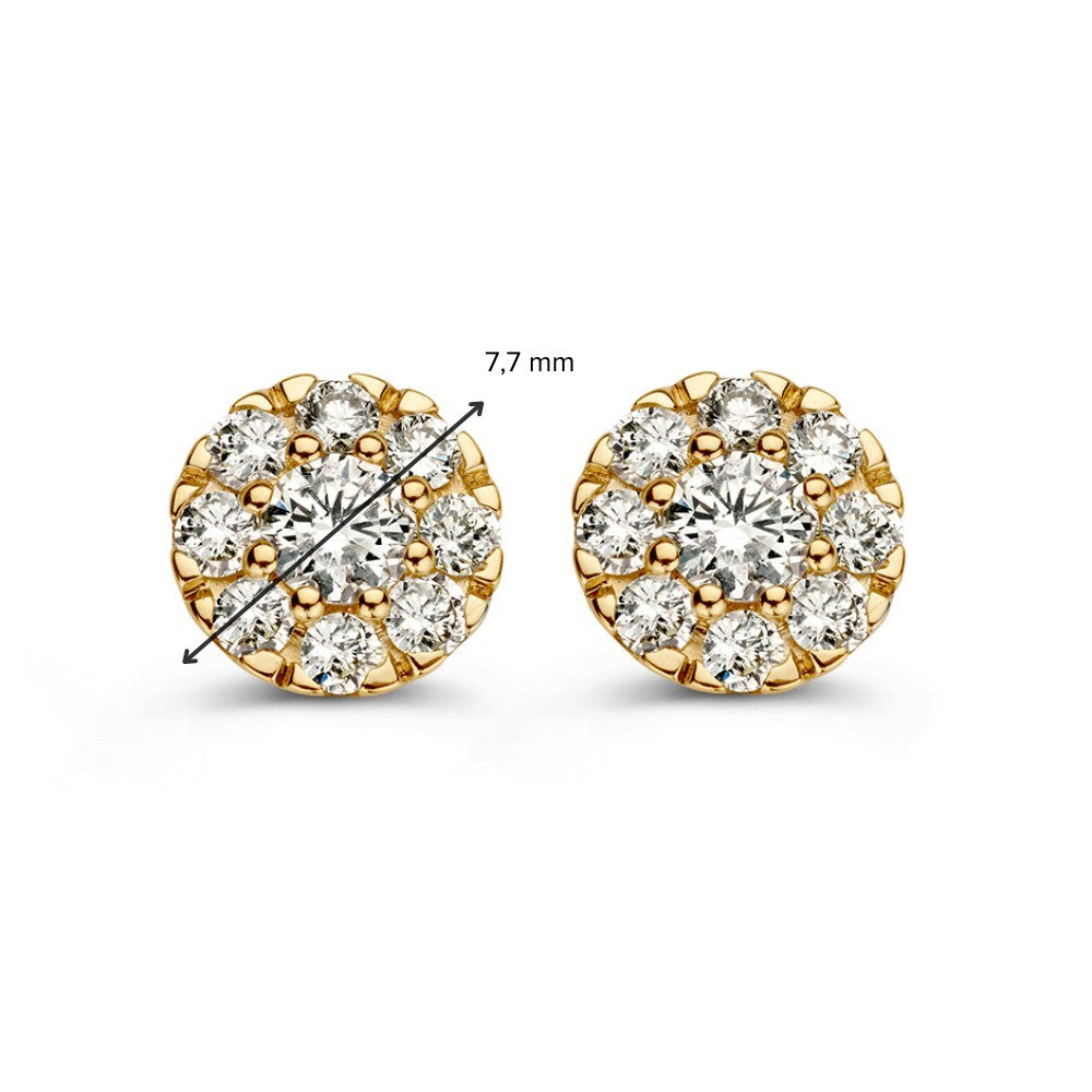Orecchini a Perno in Oro Giallo con Diamante in Montatura Entourage – 0,80 crt