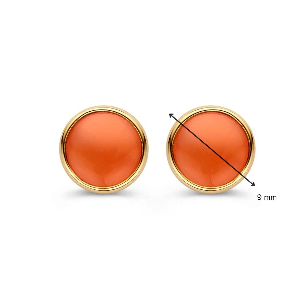 Orecchini a Perno in Oro Giallo con Pietra di Luna Rosa – Eleganti Orecchini da Donna