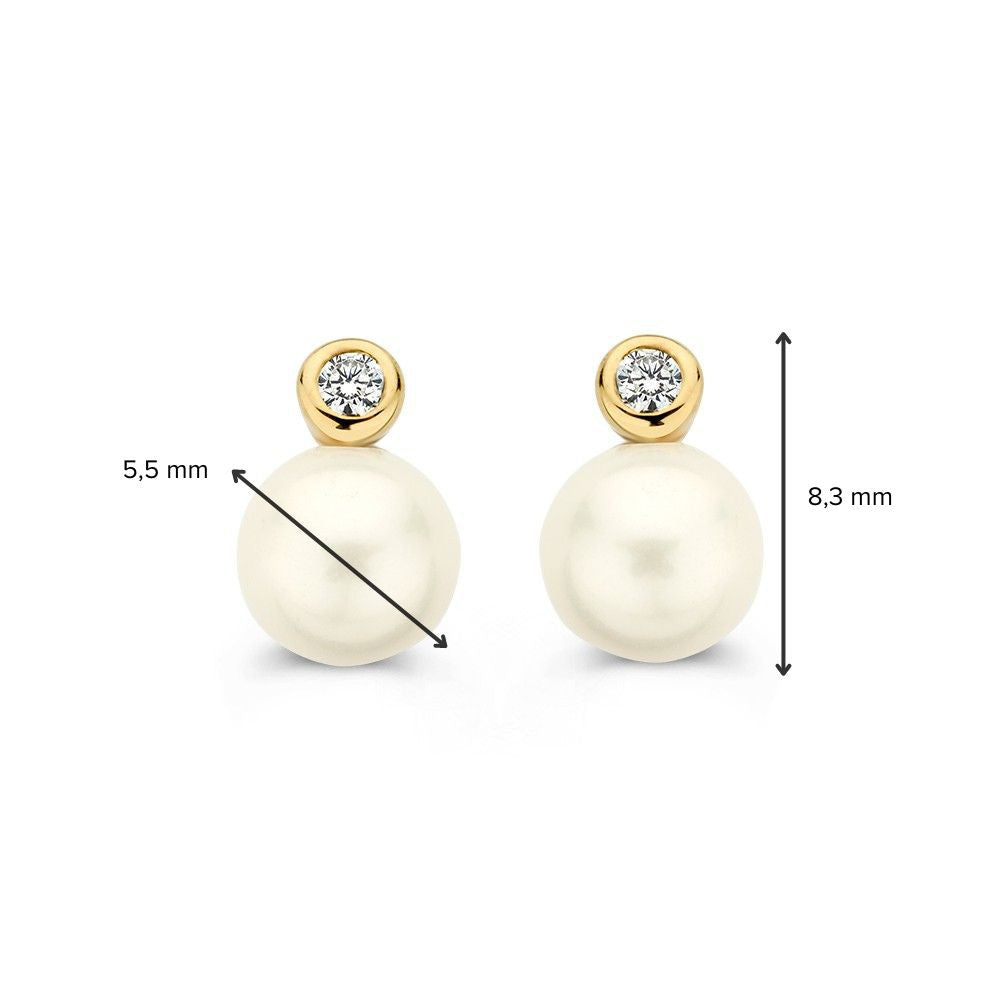 Orecchini in Oro con Perla e Zircone 14 Carati