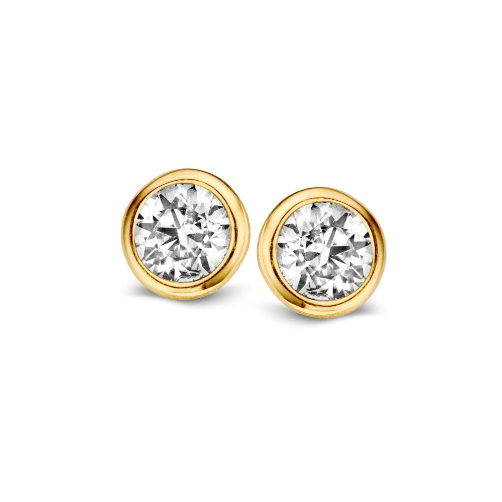 14 Karaat Gele Gouden Ring met Witte Zirkonia voor Dames - Tijdloze Elegantie