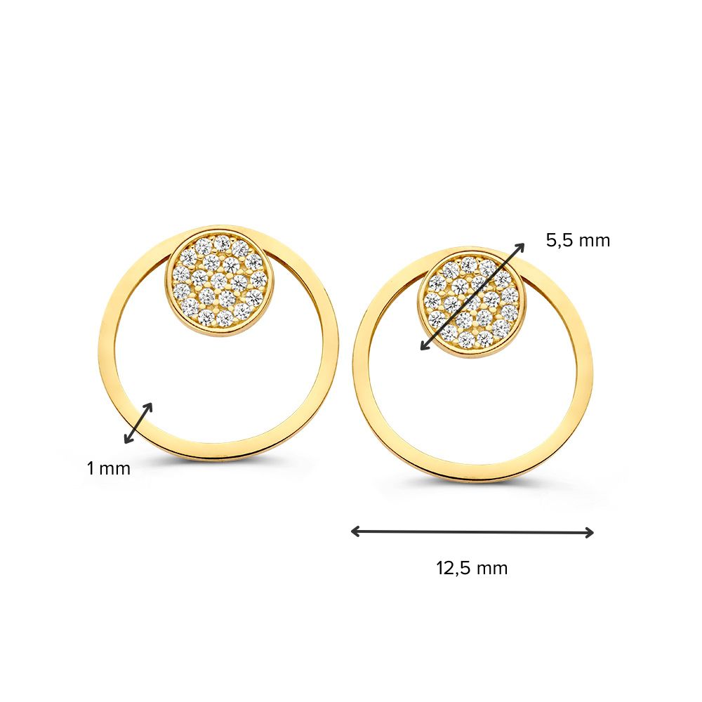 Orecchini a Perno in Oro Giallo con Zirconi – Design Giocoso, Indossali in Due Modi | Van der Kooij
