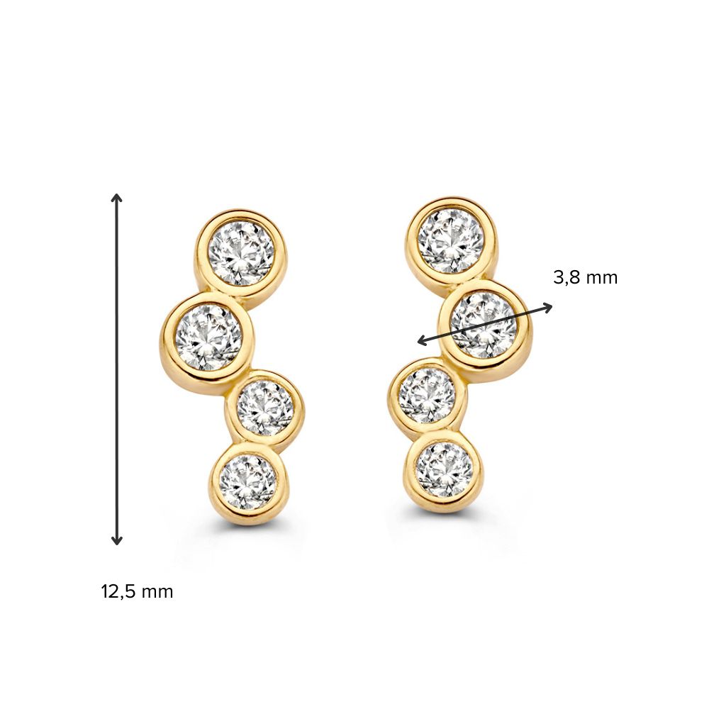Orecchini a bottone in oro giallo con zirconi – Splendore elegante in oro 14 carati | Van der Kooij