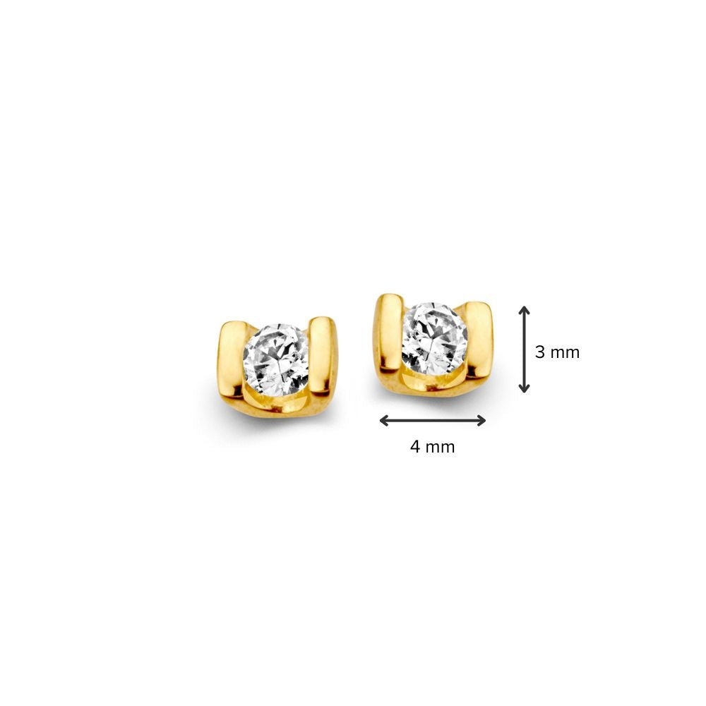 Orecchini a Perno in Oro Giallo con Zirconia 14 Carati