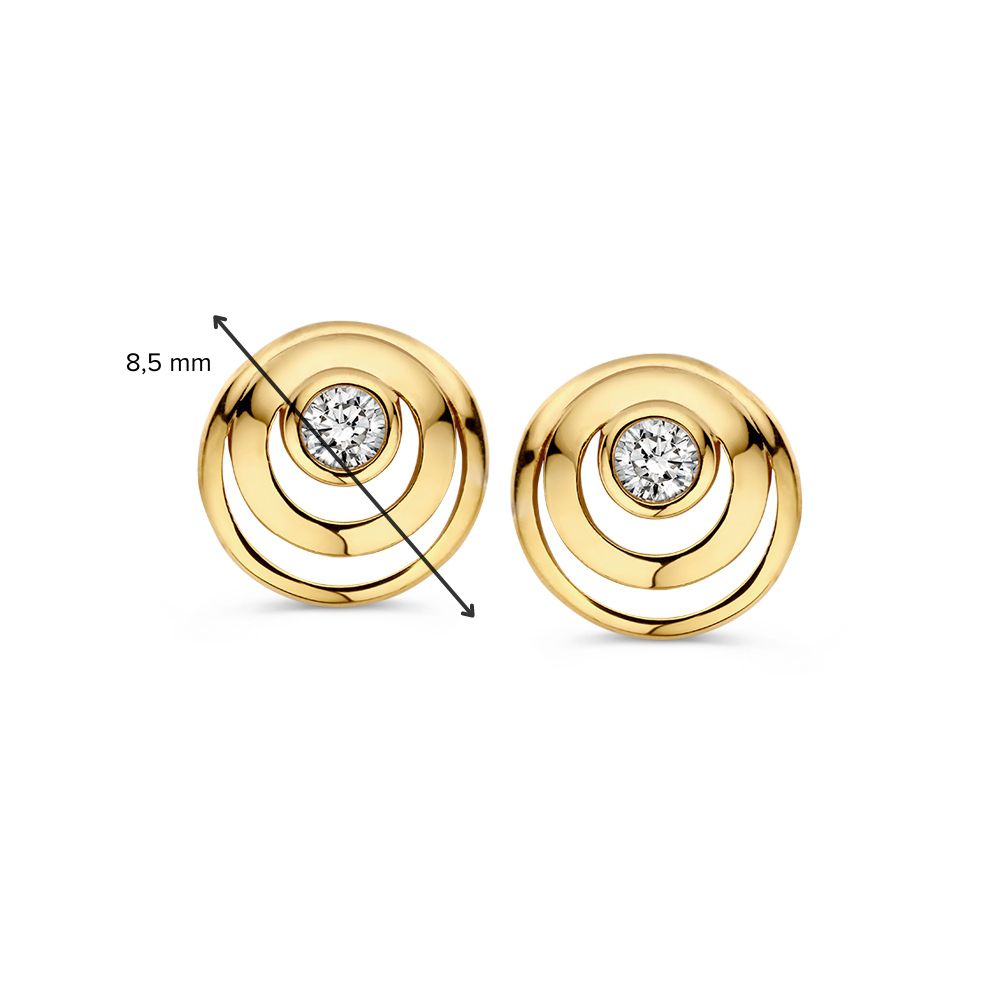 Orecchini a Perno in Oro Giallo con Zirconia – 14 Carati, Eleganti e Senza Tempo