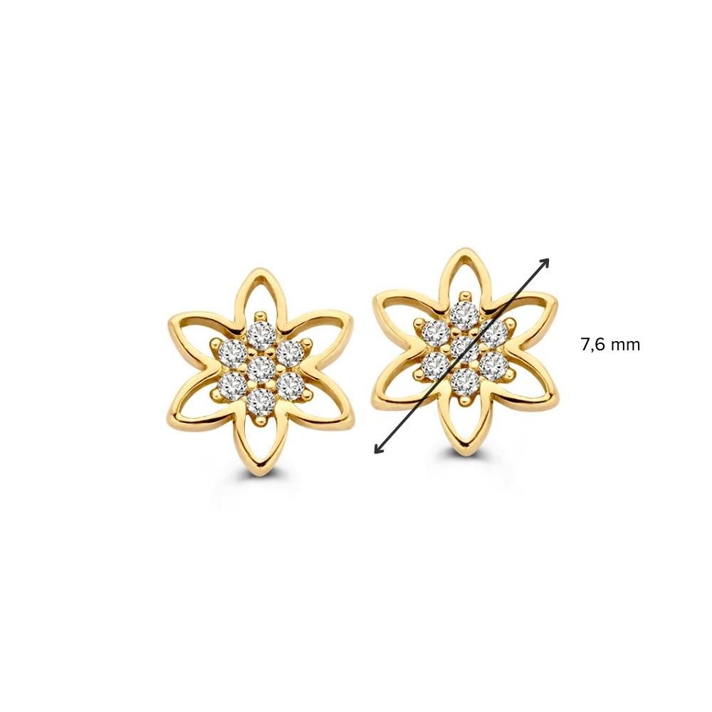 Orecchini a Perno in Oro Giallo con Zirconia | Oro 14 Carati | Van der Kooij