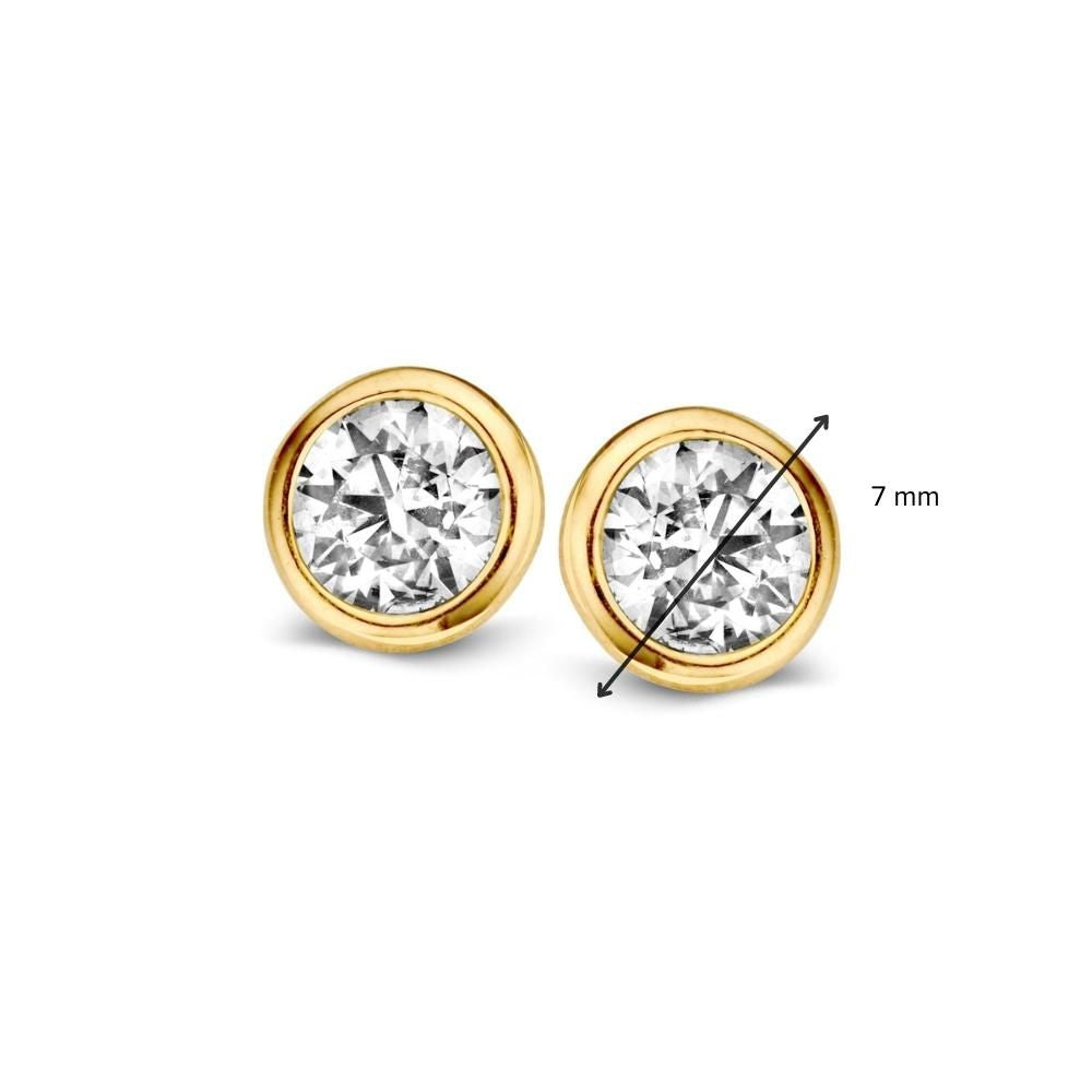 14 Karaat Gele Gouden Ring met Witte Zirkonia voor Dames - Tijdloze Elegantie
