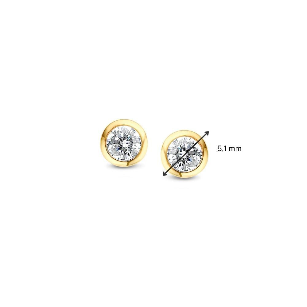 Orecchini a Perno in Oro Giallo con Zircone 14 Carati – Zircone Bianco