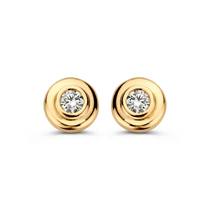 Geelgouden Oorstekers met Zirkonia – 14 Karaat, Elegantie in een Klein Formaat