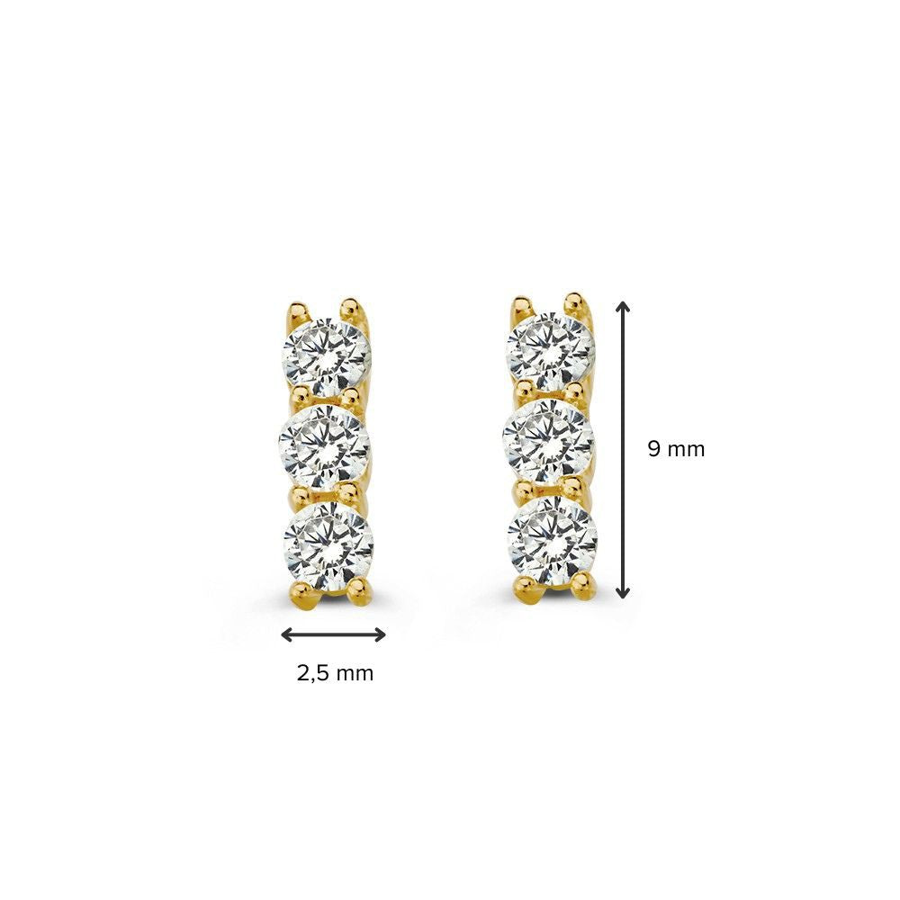 Orecchini a Bottone in Oro Giallo con Zirconia – 14 Carati
