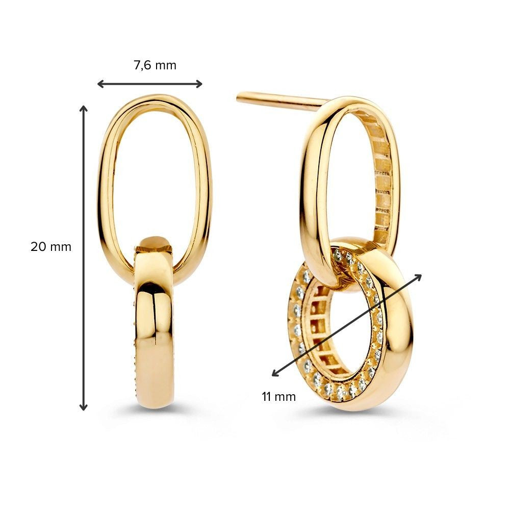 Orecchini a Perno in Oro Giallo con Charm Rotondi e Zirconi – Lusso Giocoso