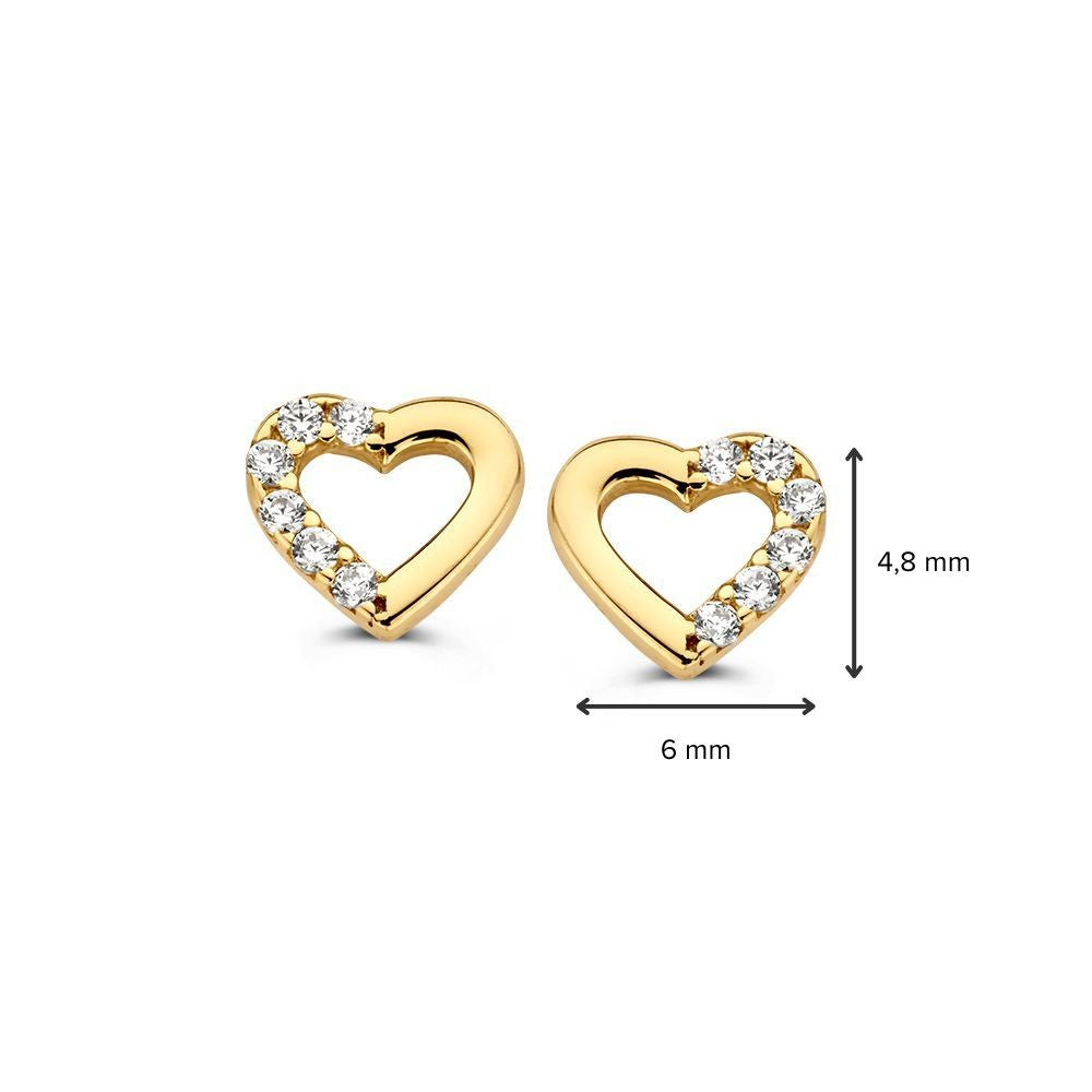 Orecchini a perno in oro giallo con zirconia | Oro 14 carati | Van der Kooij